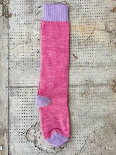 Calzettone donna alpaca righine Lilla/Fucsia