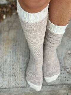 Calzettone donna alpaca righina Panna/Beige