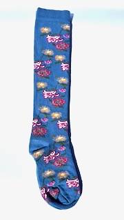 Calzettone Donna Caldo cotone Flowers Azzurro