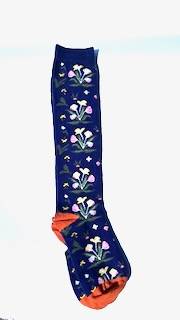 Calzettone Donna Caldo cotone Flowers Viola