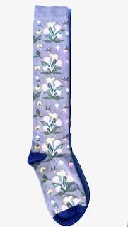 Calzettone Donna Caldo cotone Flowers Grigio