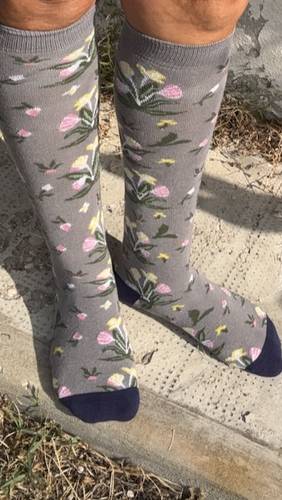 Calzettone Donna Caldo cotone Flowers Grigio