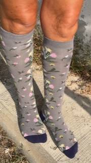 Calzettone Donna Caldo cotone Flowers Grigio
