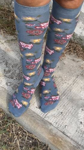Calzettone Donna Caldo cotone Flowers Azzurro