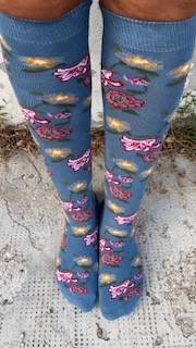 Calzettone Donna Caldo cotone Flowers Azzurro