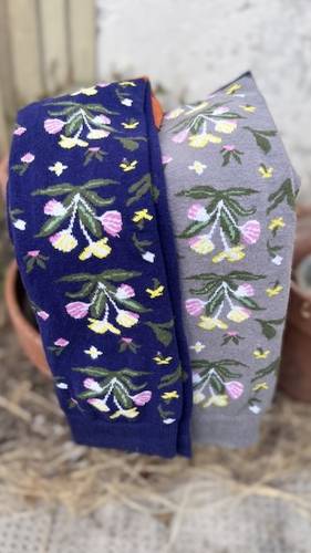 Calzettone Donna Caldo cotone Flowers Viola