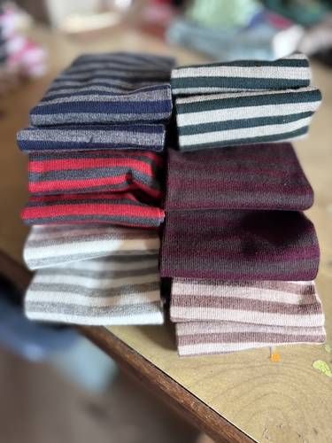 Calzino Paripiede Donna caldo cotone righe blu e grigio
