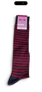 Calzettone donna caldo cotone righe Rosso/Antracite