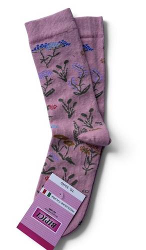 Calzino Donna caldo cotone Flowers rosa