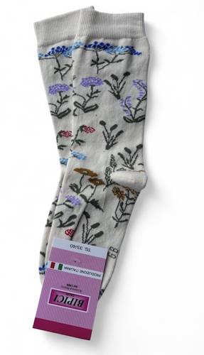 Calzino Donna caldo cotone Flowers Panna
