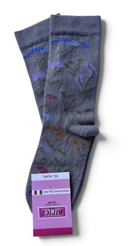 Calzino Donna caldo cotone Flowers Grigio
