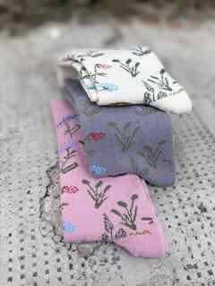 Calzino Donna caldo cotone Flowers Grigio