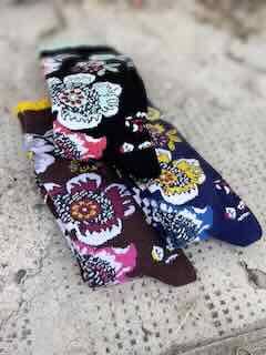 Calzino Donna caldo cotone Flowers viola