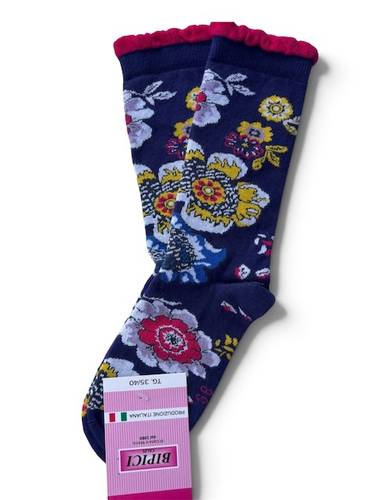 Calzino Donna caldo cotone Flowers viola