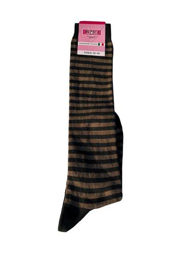 Calzettone donna caldo cotone righe Verde Pino/ Verde Militare