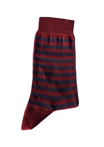 Calzino Paripiede Donna caldo cotone righe bordeaux/blu